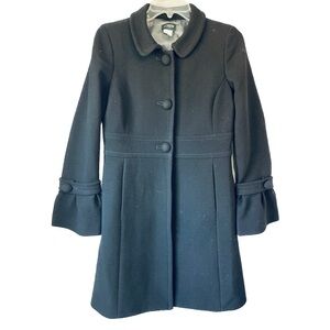 J. Crew Black Lady Day Wool Coat Tulip Sleeves